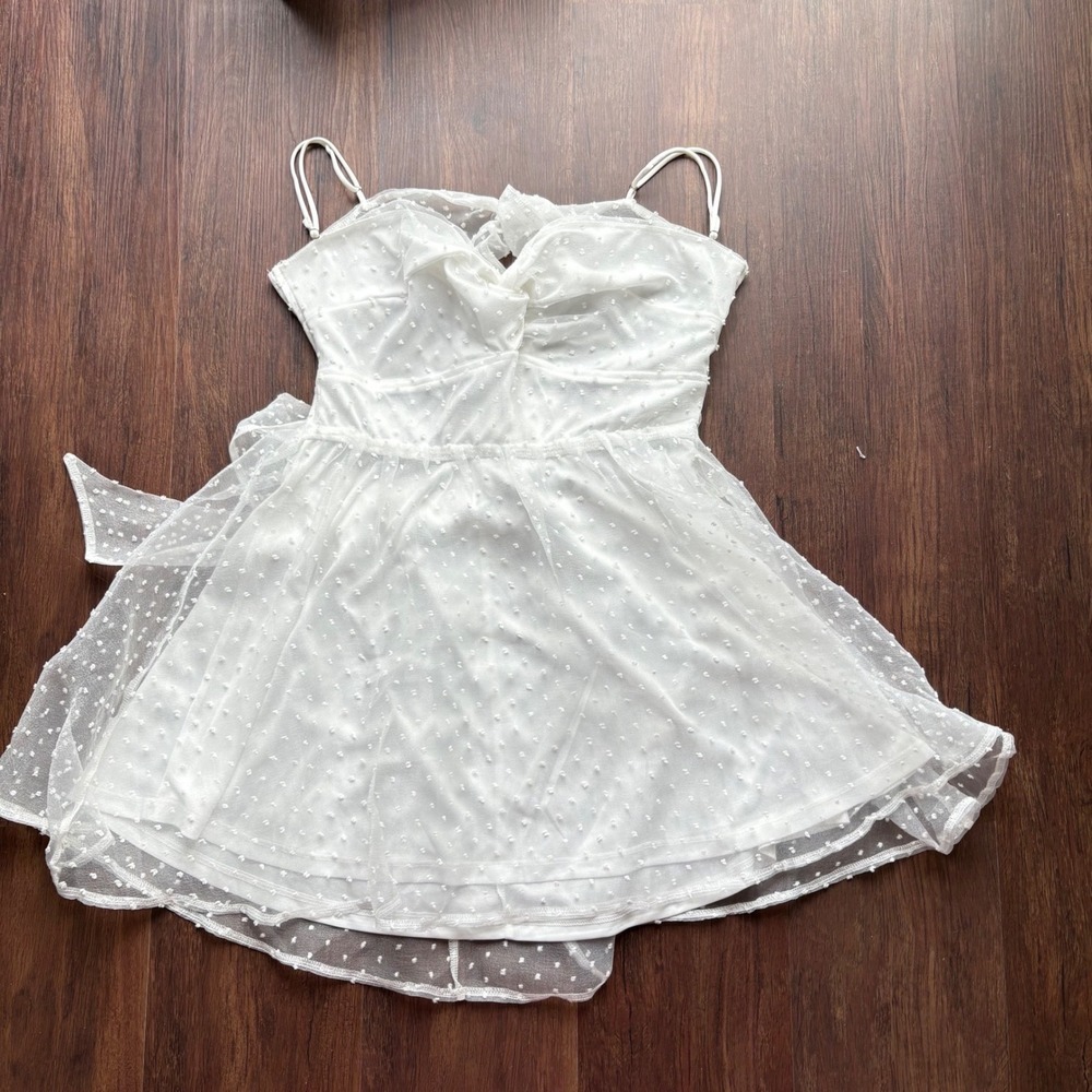Lucy in the Sky White/Cream Swiss Dot Sweetheart Neckline Dress Size XL Romantic - Picture 5 of 8
